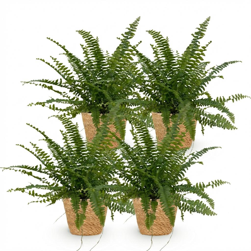 Nephrolepsis Exaltata Green Lady – 4 Pflanzen mit Korb