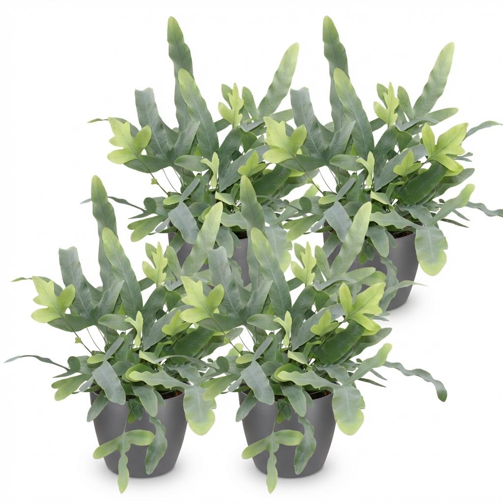 Phlebodium aureum Blue Star – 4 Pflanzen mit grauem Topf
