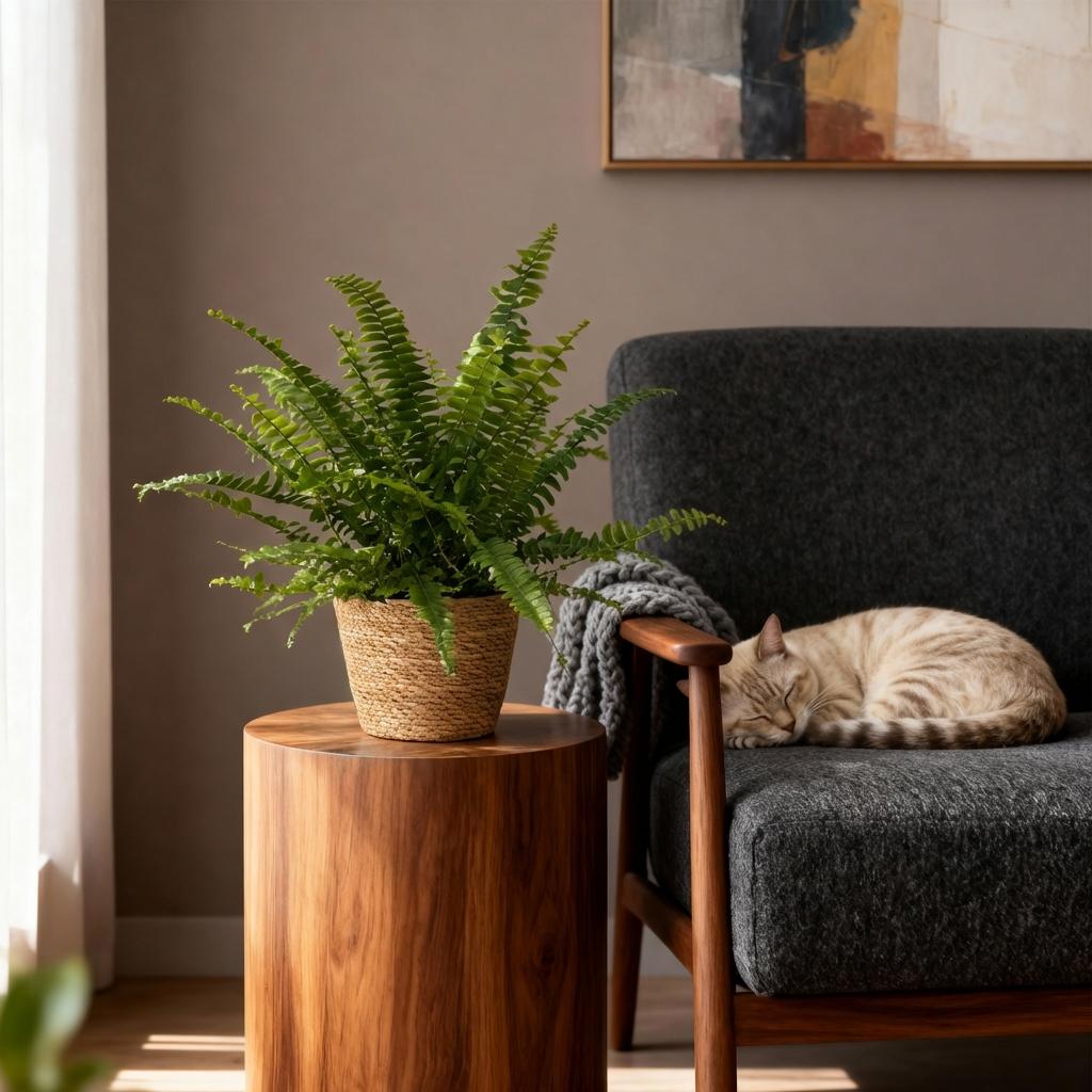 Nephrolepsis Exaltata Green Lady – 4 Pflanzen mit Korb