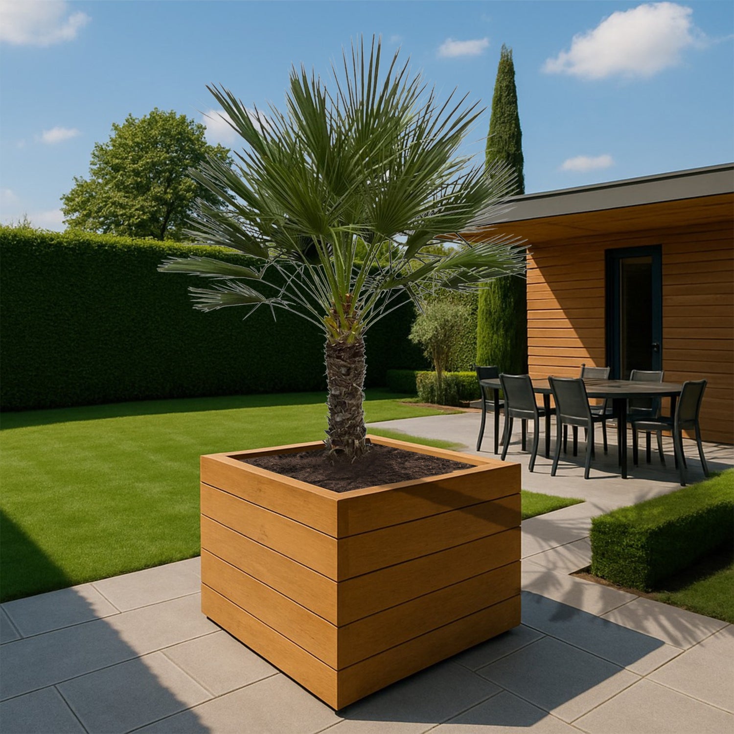 Chamaerops Humilis op stam ↕ 180 cm hoog  ⟷ 45 cm pot