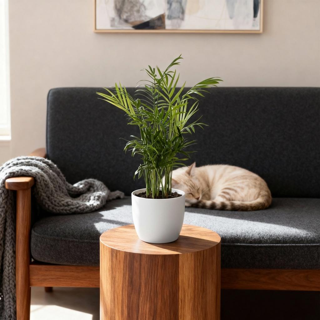 Chamaedorea Elegans - 4 Pflanzen mit weißem Topf