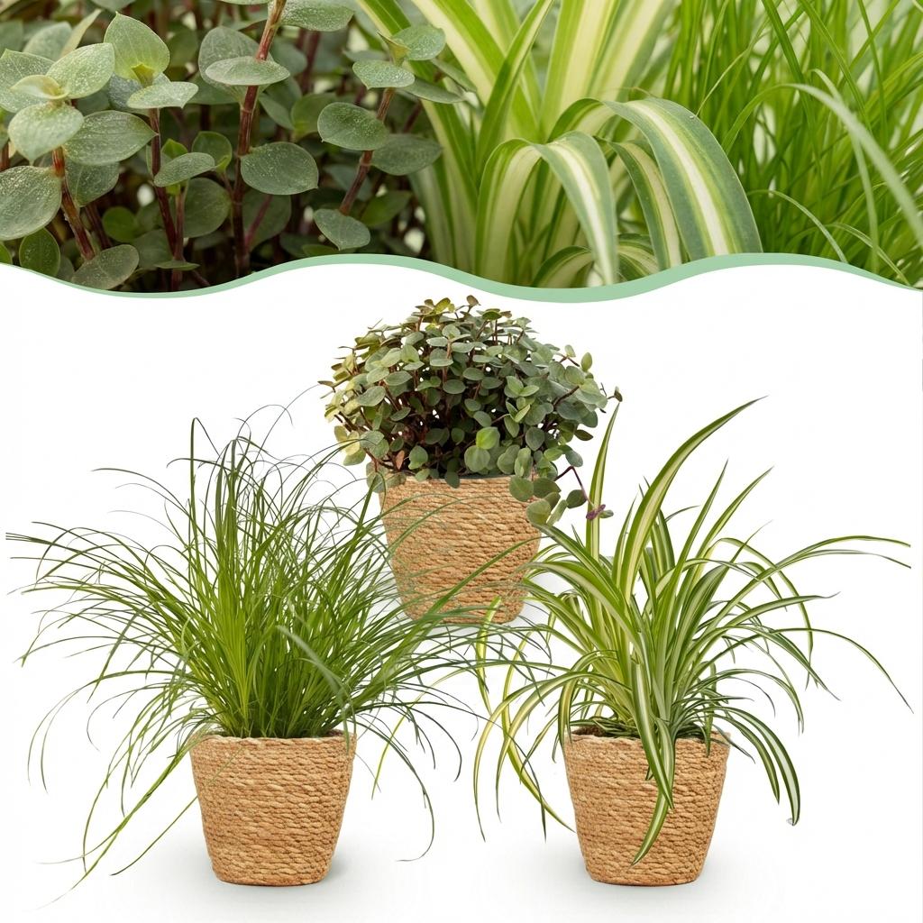 Zypergras - Callisia - Grünlilie - 3 Pflanzen mit Korb