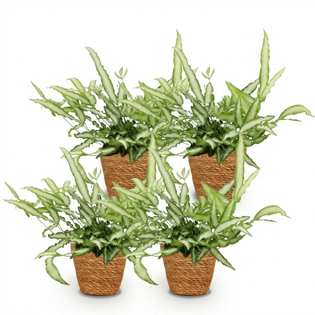 Pteris cretica Albolineata – 4 Pflanzen mit Korb