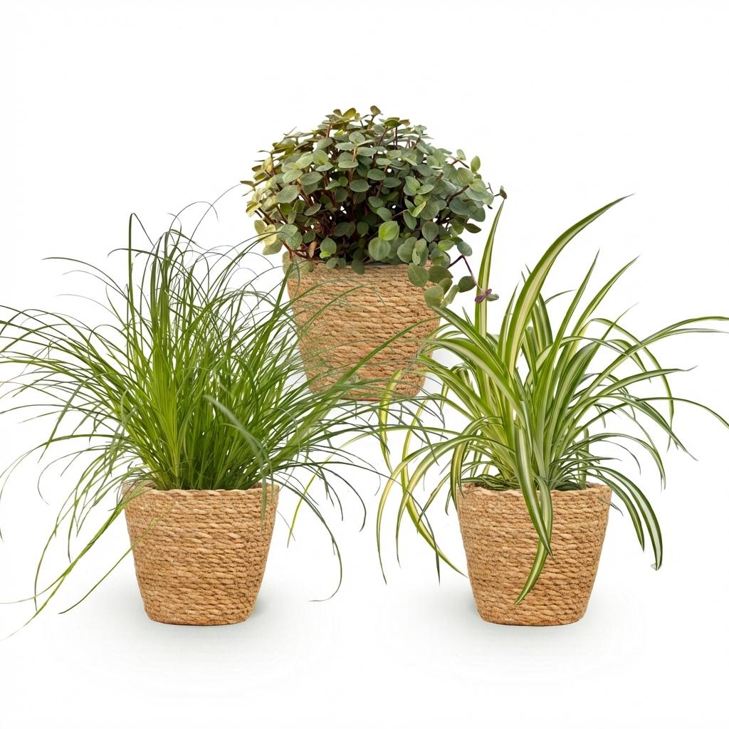 Zypergras - Callisia - Grünlilie - 3 Pflanzen mit Korb