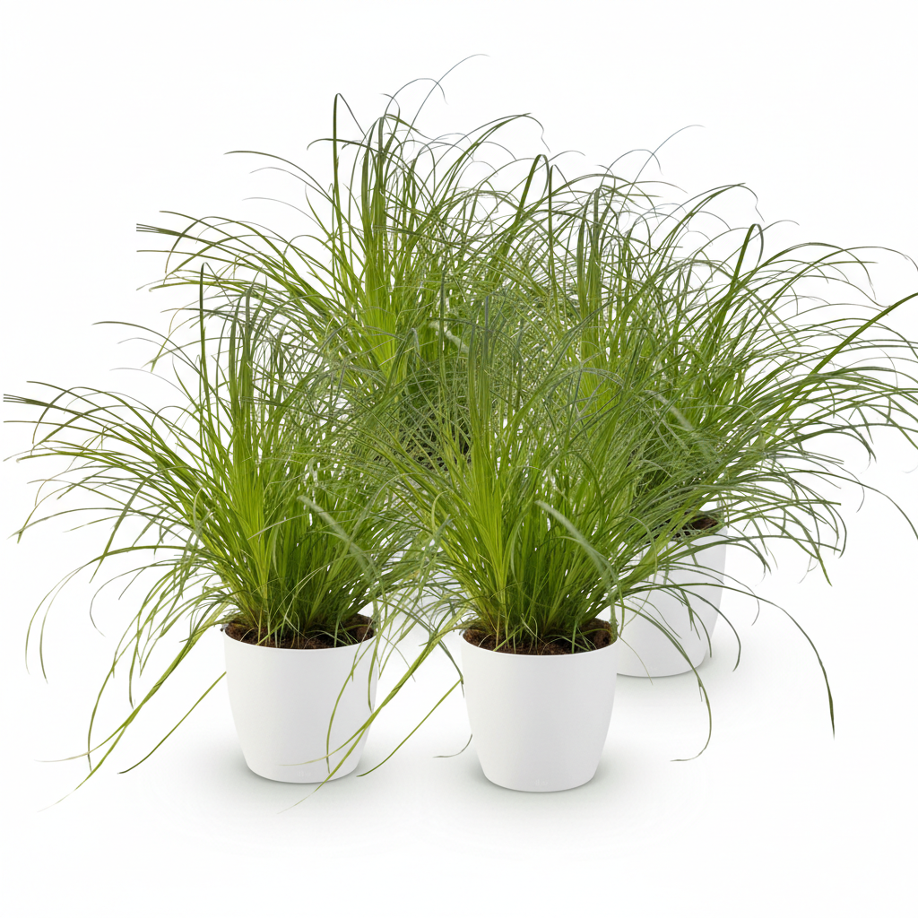 Cyperus alternifolius Zumula - 4 Pflanzen mit weißem Topf