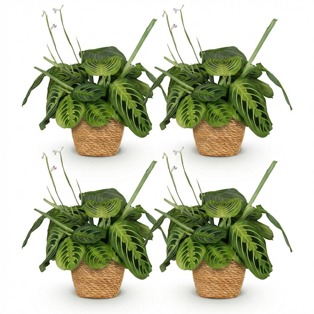 Maranta Fascinator Lemon Lime - 4 Pflanzen mit Korb