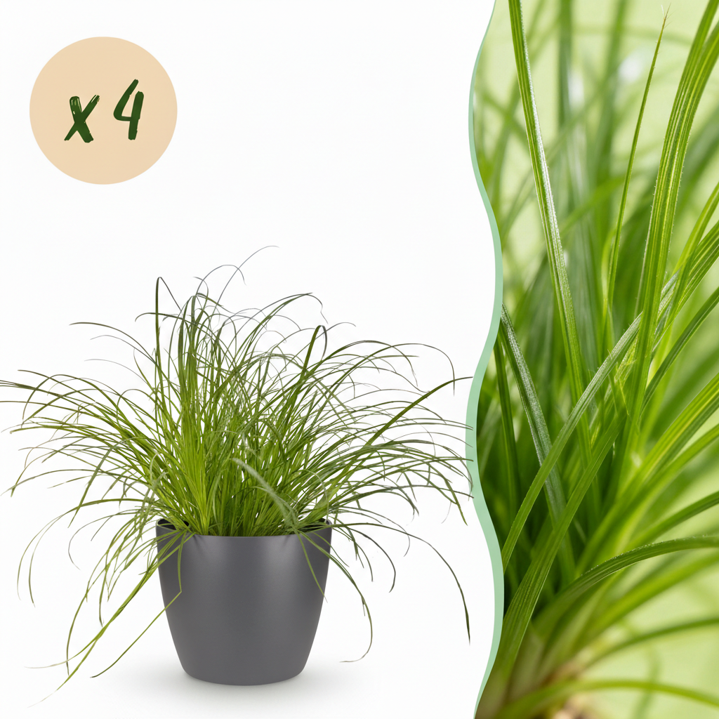 Cyperus alternifolius Zumula – 4 Pflanzen mit grauem Topf