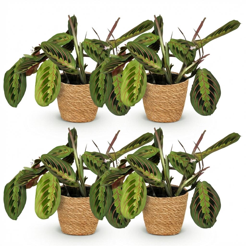 Maranta Fascinator Tricolour - 4 Planten met Mand